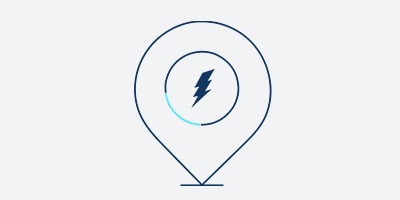 A location icon with a lightning bolt in the center
