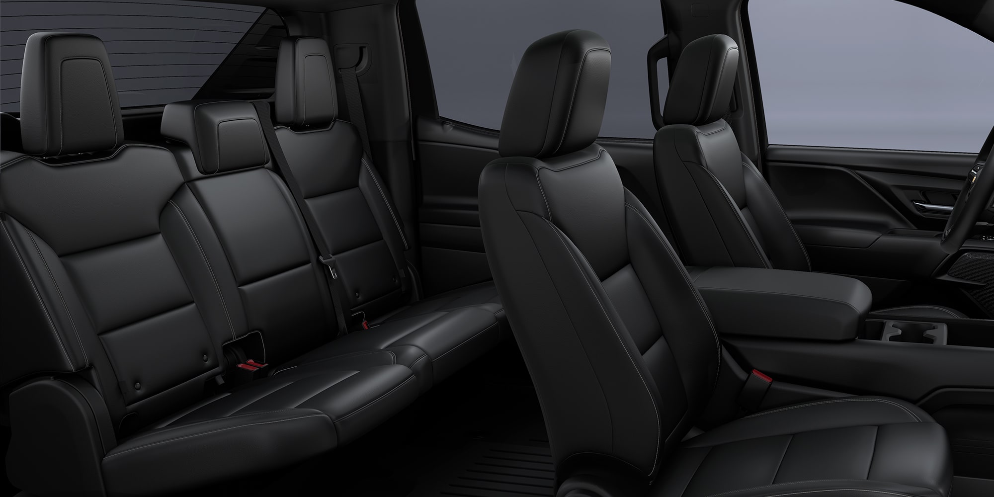 The interior of the 2026 Chevrolet Silverado EV, showing 2 rows of seating