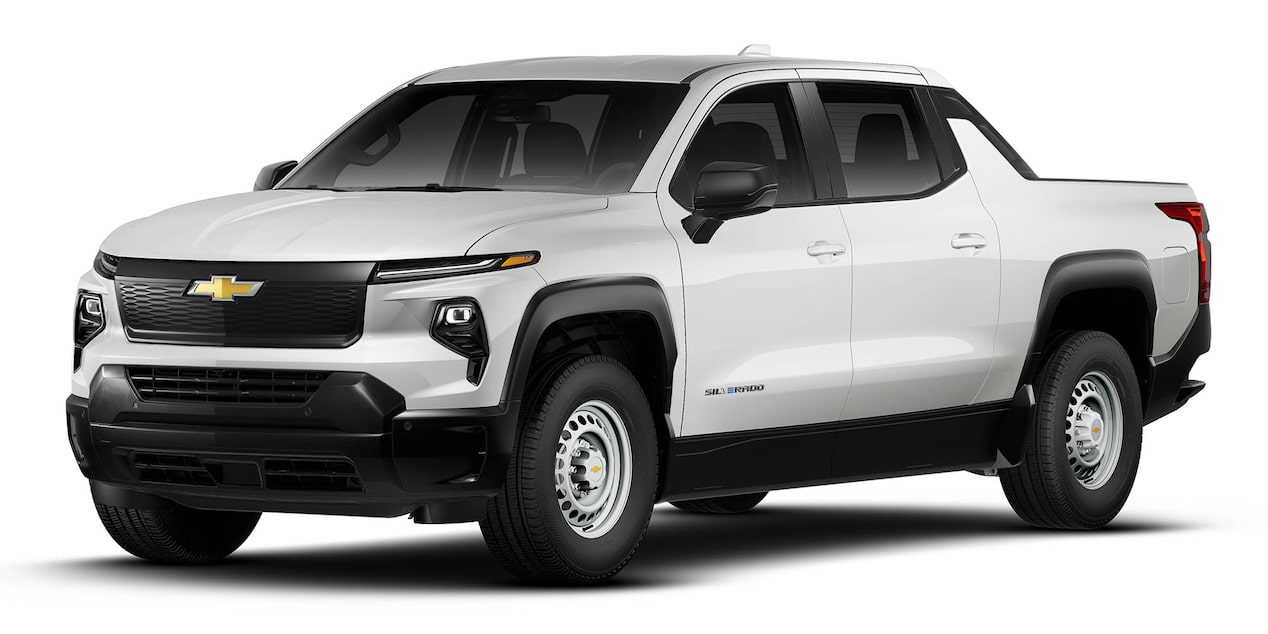 A three-quarter view of a 2026 Chevrolet Silverado EV