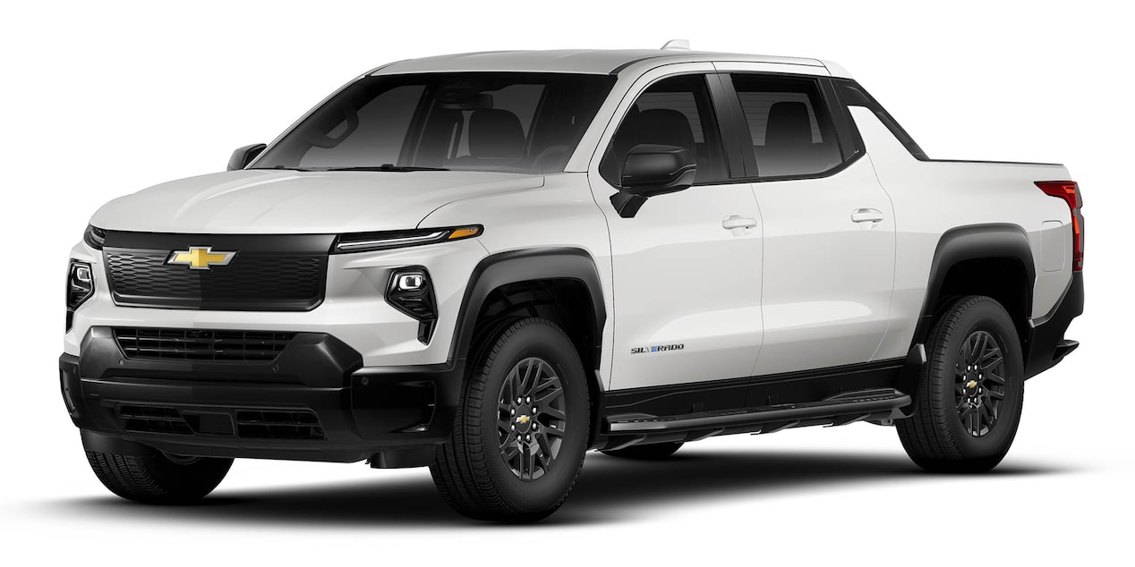 A three-quarter view of a 2026 Chevrolet Silverado EV