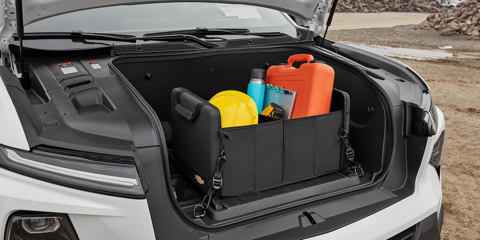 Front hood storage in a 2026 Chevy Silverado EV