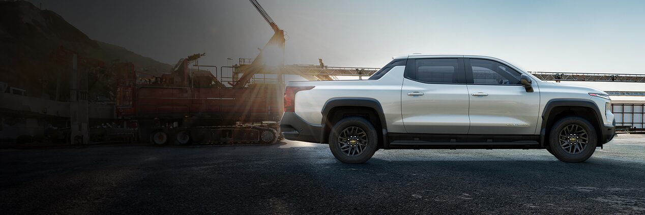 2026 Chevrolet Silverado parked in side profile on a job site