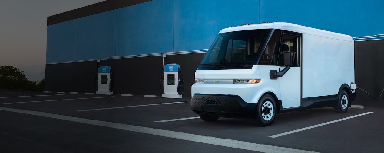 2025 Chevrolet BrightDrop at a charging station