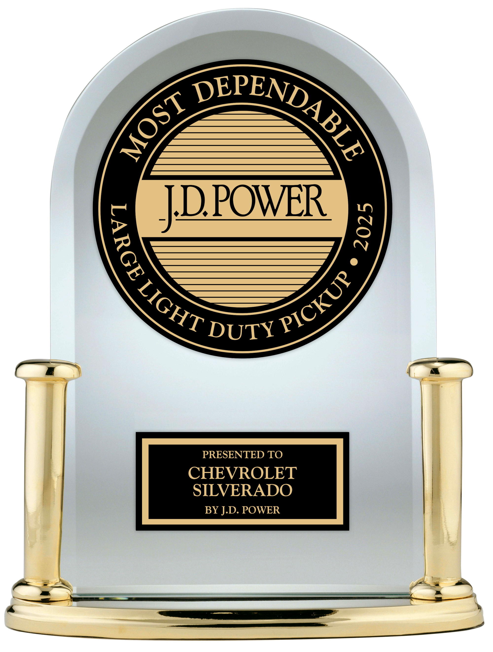 2025 J.D. Power Award for "Most Dependable Large Light Duty Pickup" awarded to Chevrolet Silverado