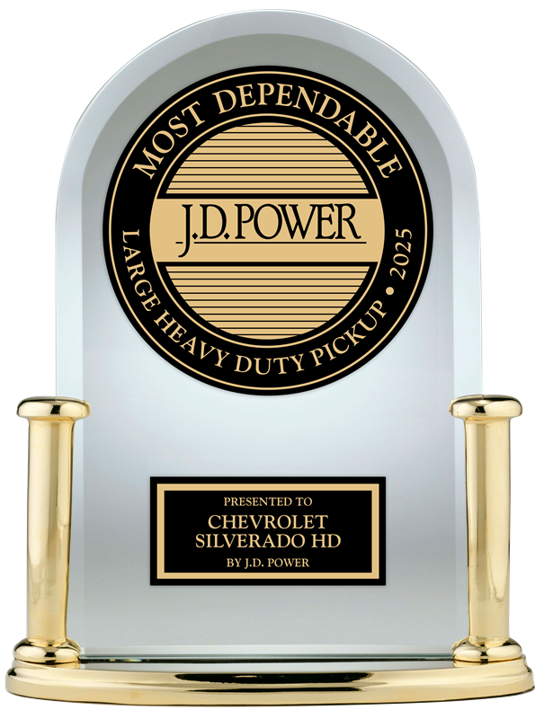 2025 J.D. Power Award for "Most Dependable Large Heavy Duty Pickup" awarded to Chevrolet Silverado HD