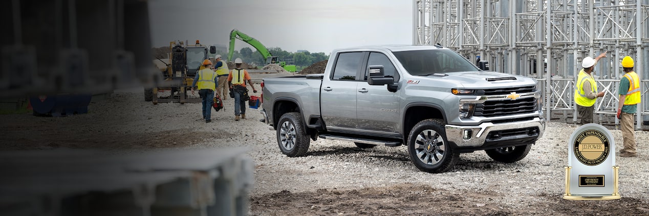 A 2025 Chevrolet Silverado on a construction site