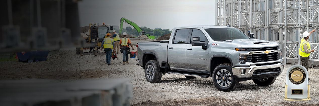 A 2025 Chevrolet Silverado on a construction site