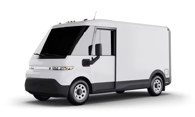 A 2024 BrightDrop Zevo Electric Delivery van in three-quarter view