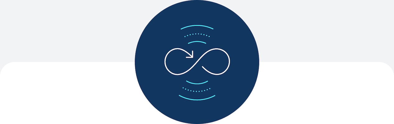 An icon of an infinity icon showing the flow of data.