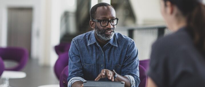 Man consulting with client