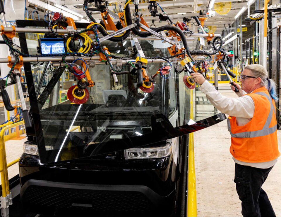 Associate Working on a BrightDrop Assembly Line