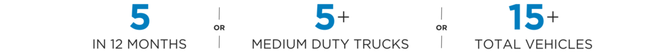 If you've purchased 5 vehicles in the last 12 months or own 5 Medium Duty Trucks or you currently have 15 or more vehicles in your fleet you are eligible for GM