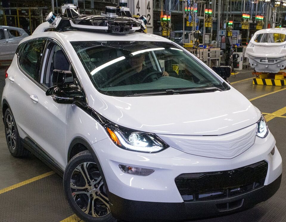 A Chevrolet Bolt EV on the GM Assembly Line