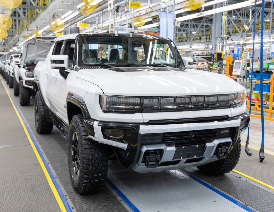 A GMC Hummer EV on the GM Assembly Line