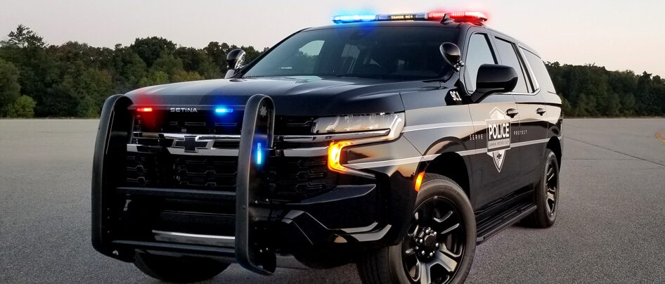 2022 Chevrolet Tahoe PPV police vehicle in a parking lot