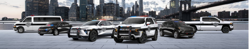 Chevrolet police fleet truck and SUV side by side front side view