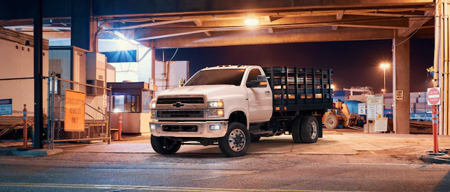 Chevrolet Silverado Chassis Cab Truck with Platform/Stake Upfit on work site