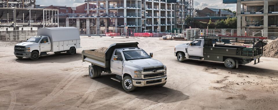 2023 Chevrolet Silverado Chassis Cab Truck Lineup on Worksite